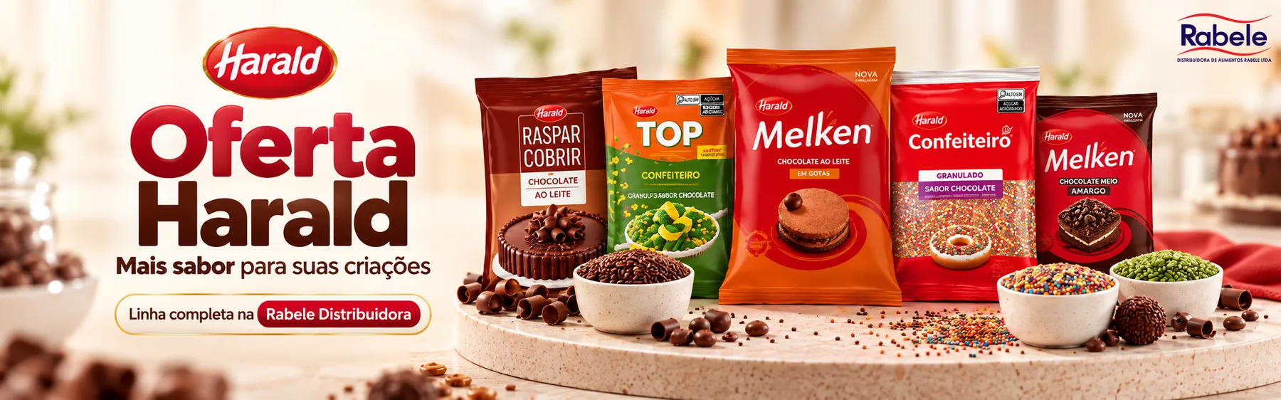 Oferta Harald: mais sabor para suas criações. Linha completa na Rabele Distribuidora