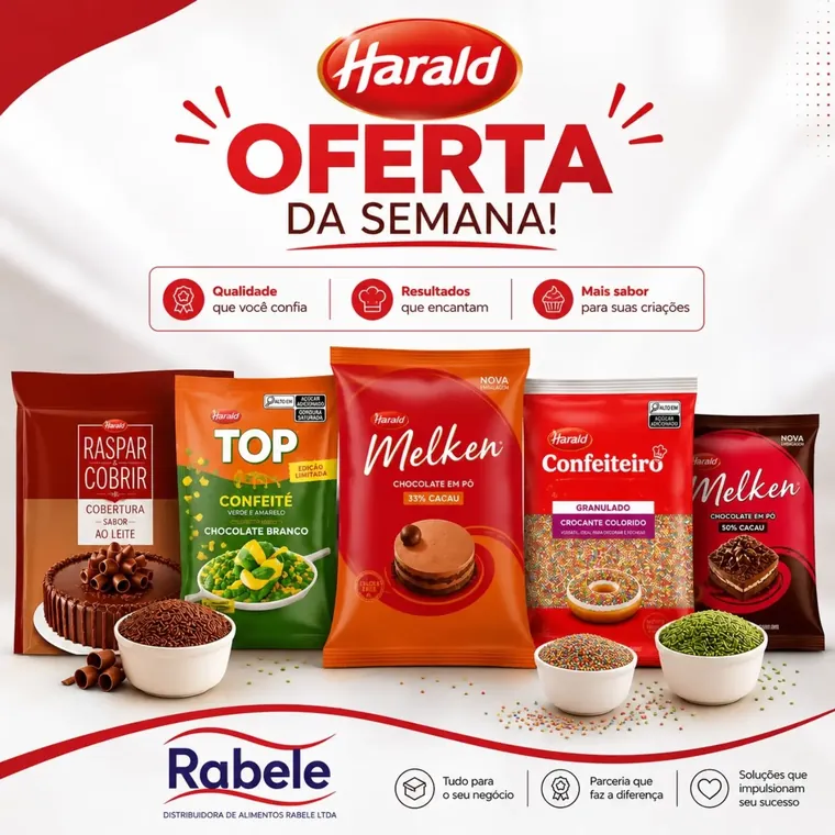 Post: Oferta da semana Harald, com Raspar e Cobrir, Top Confeité, Melken e Confeiteiro